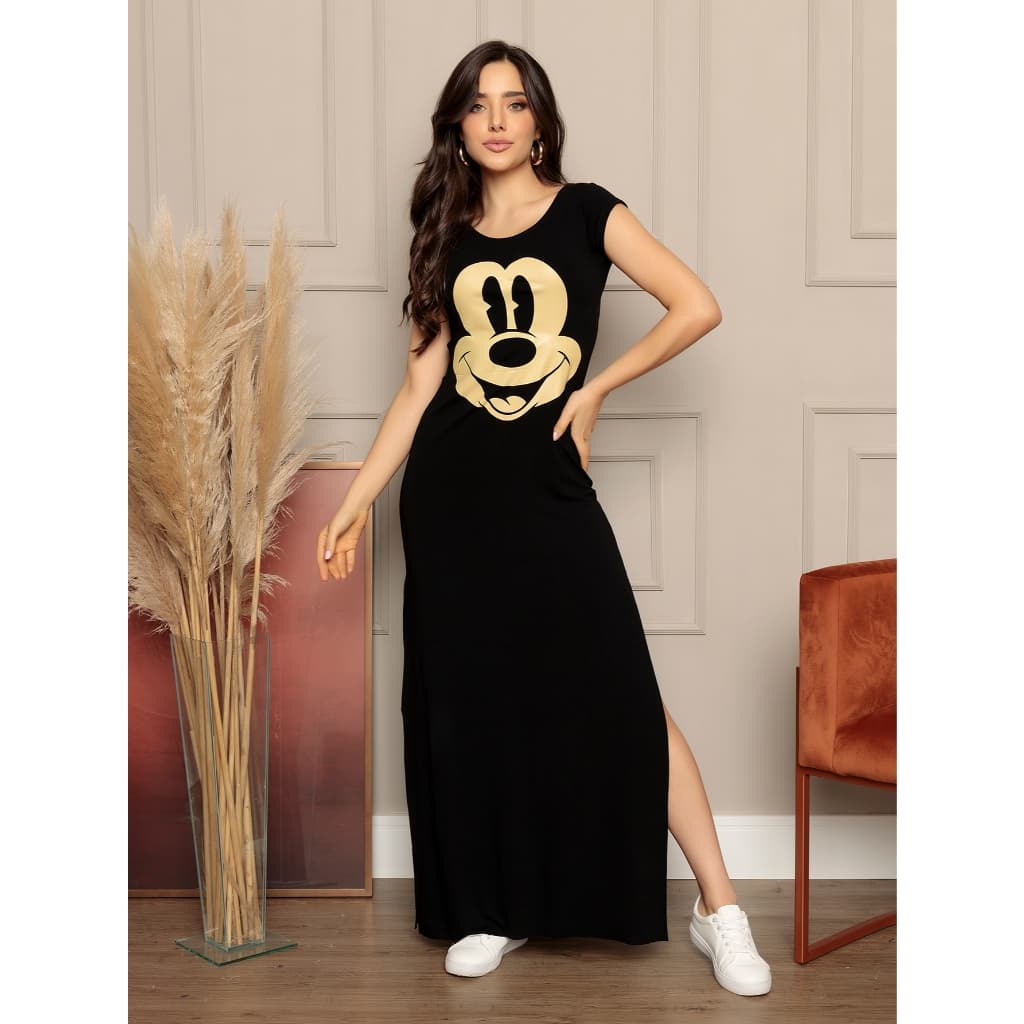 Vestido Mickey Longo Manga Curta Queridinho