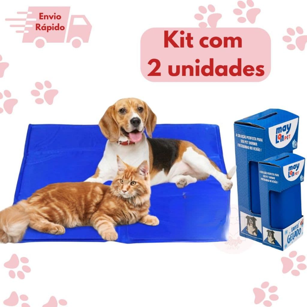 Kit 2 Tapetes Gelado Colchonete Refrescante Gel Para Pet Gato Cachorro
