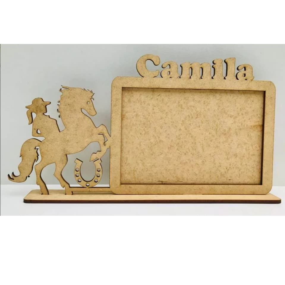 Kit 20 Porta Retrato 15 Anos Cavalo Cowgirl Mdf Crú