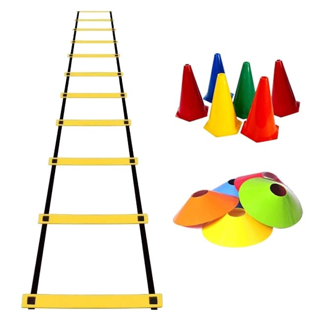 kit agilidade Treino Funcional em Casa ou Ar Livre 1 Escada Agilidade 1, 5 Cones, 5 Chapéus