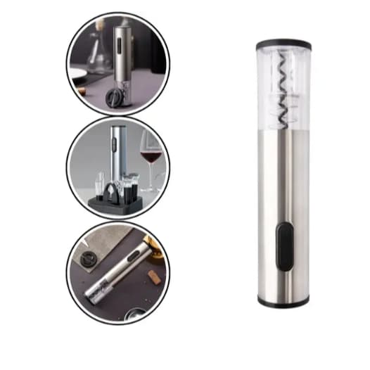 Kit Para Vinho Preto E Prata 5 Peças Luxo Premium Cozinha