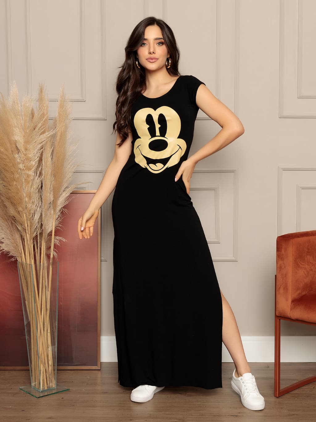 Vestido Mickey Longo Manga Curta Queridinho