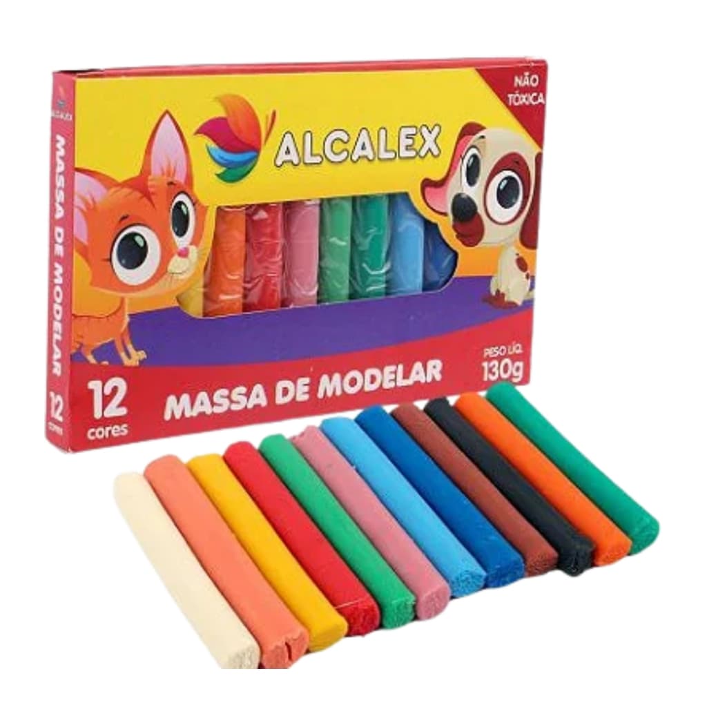 Kit Massinha De Modelar com 12 Cores 130g Massabel Colorido