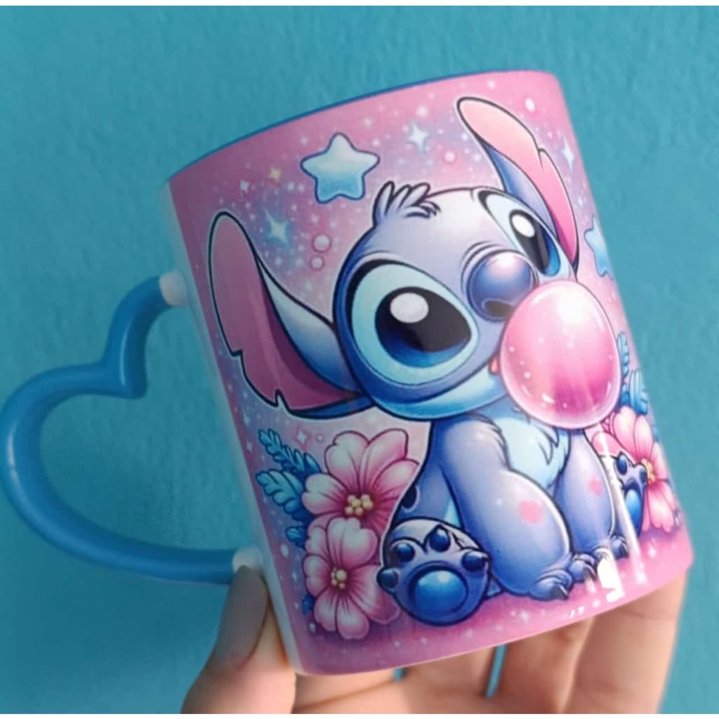 Caneca xícara Copo de Porcelana Personalizada Stitch Cerâmica Personalizada Stiti ciclete