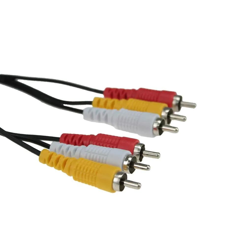 1.5M Metros 3 Rca Macho Para 3 rca macho Conector Composto Áudio Vídeo Av Extensão Cabo Plug