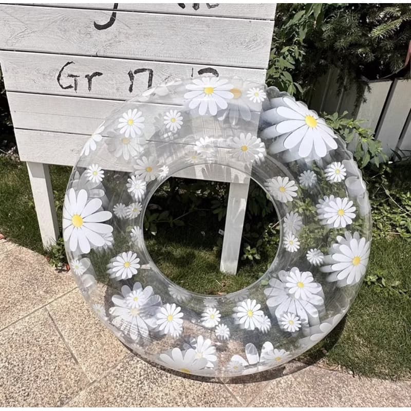 Anel de Natação para Crianças, Anel de Natação Subaxilar Espesso com Margaridas com Duplos Airbags, Flutuador 100cm