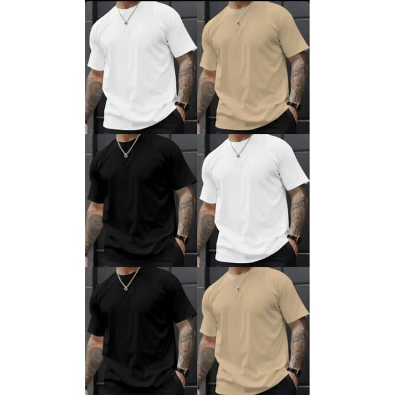 Camiseta básica nas cores branca, preta, off white