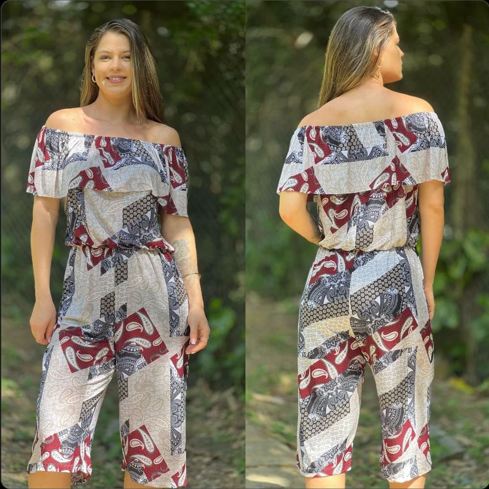 Macacão Macaquinho Ciganinha Pantacourt Ombro a Ombro Estampado 3 modos de usar Envio 12 a 24H