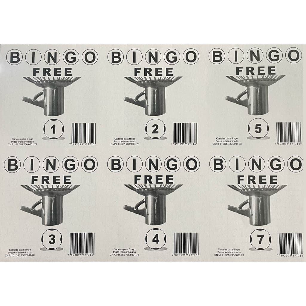 Kit 2 Bingos Sextuplos Brancos C/100 cartelas