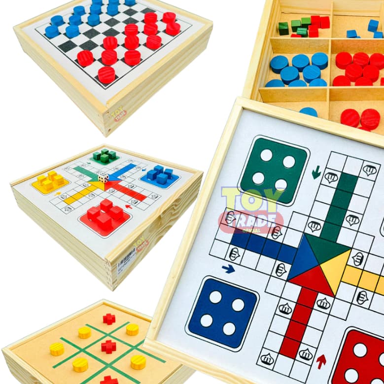 Jogos de Mesa 3x1 Dama, Ludo e Jogo da Velha Clássicos Toy Trade Oficial Brinquedos Educativos