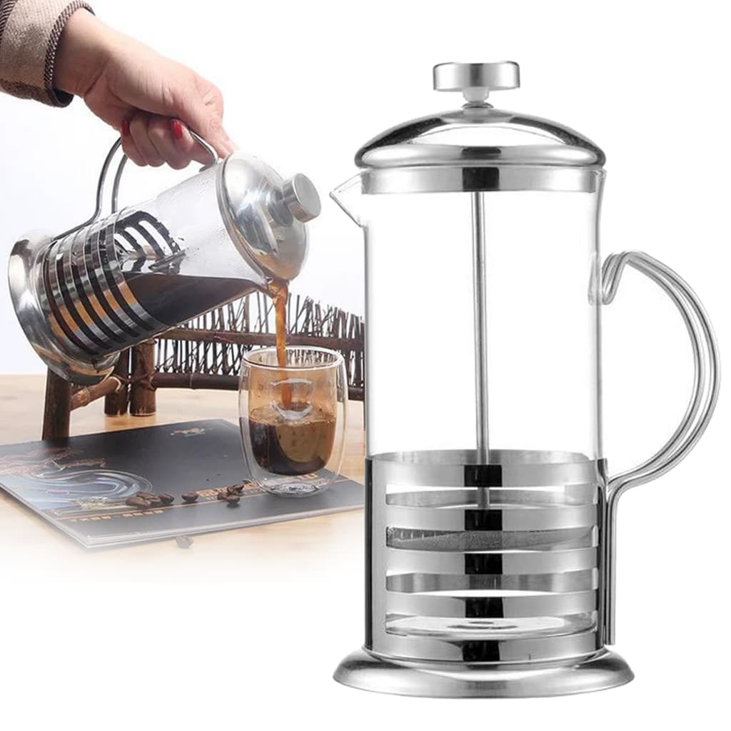 Cafeteira Prensa Francesa de Inox e Vidro 350 à 800ml Café Cremeira Chá Capuccino Jarra de Suco