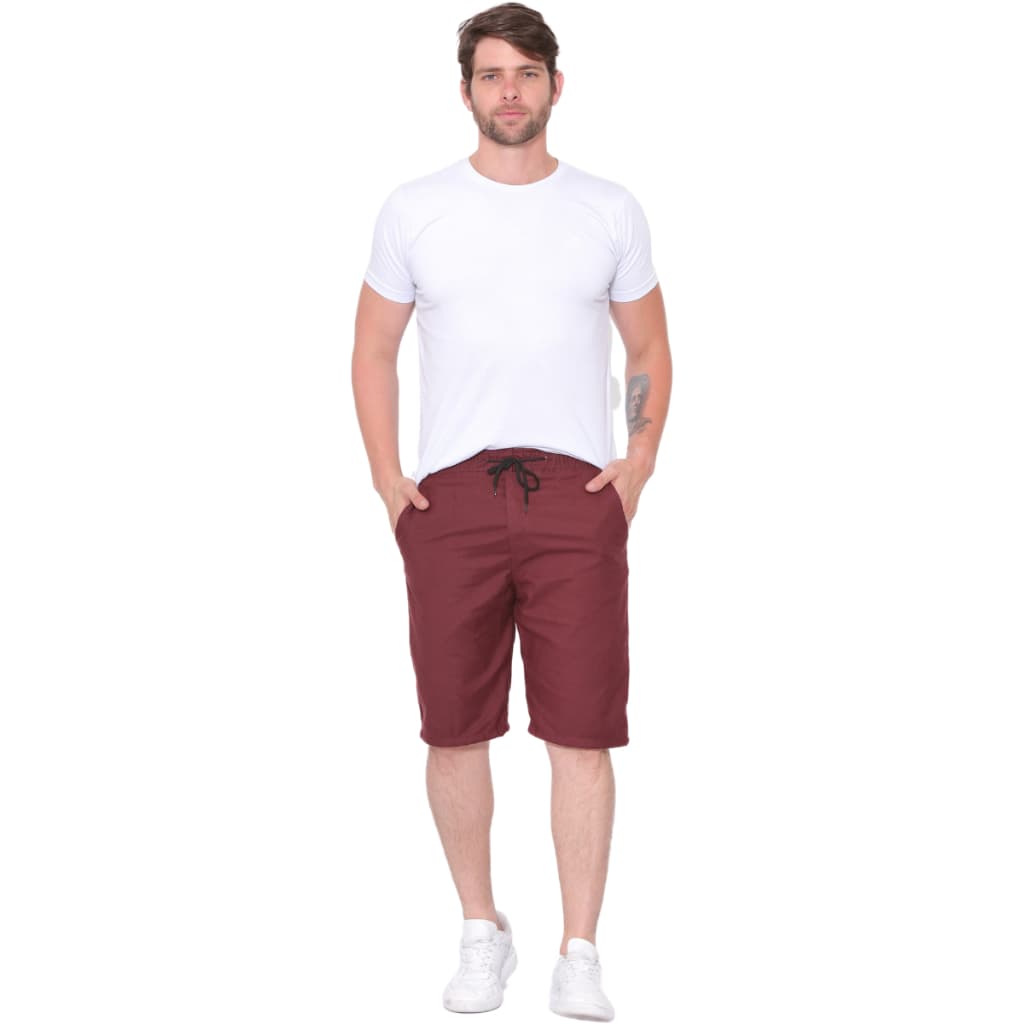 Bermuda Básica Casual Sarja ou Jeans com Elástico na Cintura