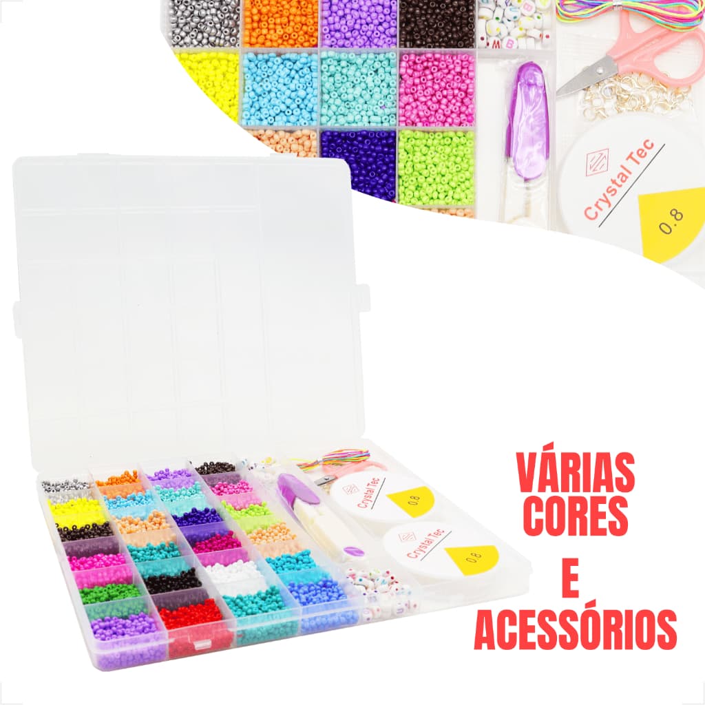 Miçanga Infantil Pulseira Colar 7000 peças Montagem DIY Brincos Brinquedo Artesanal Criança