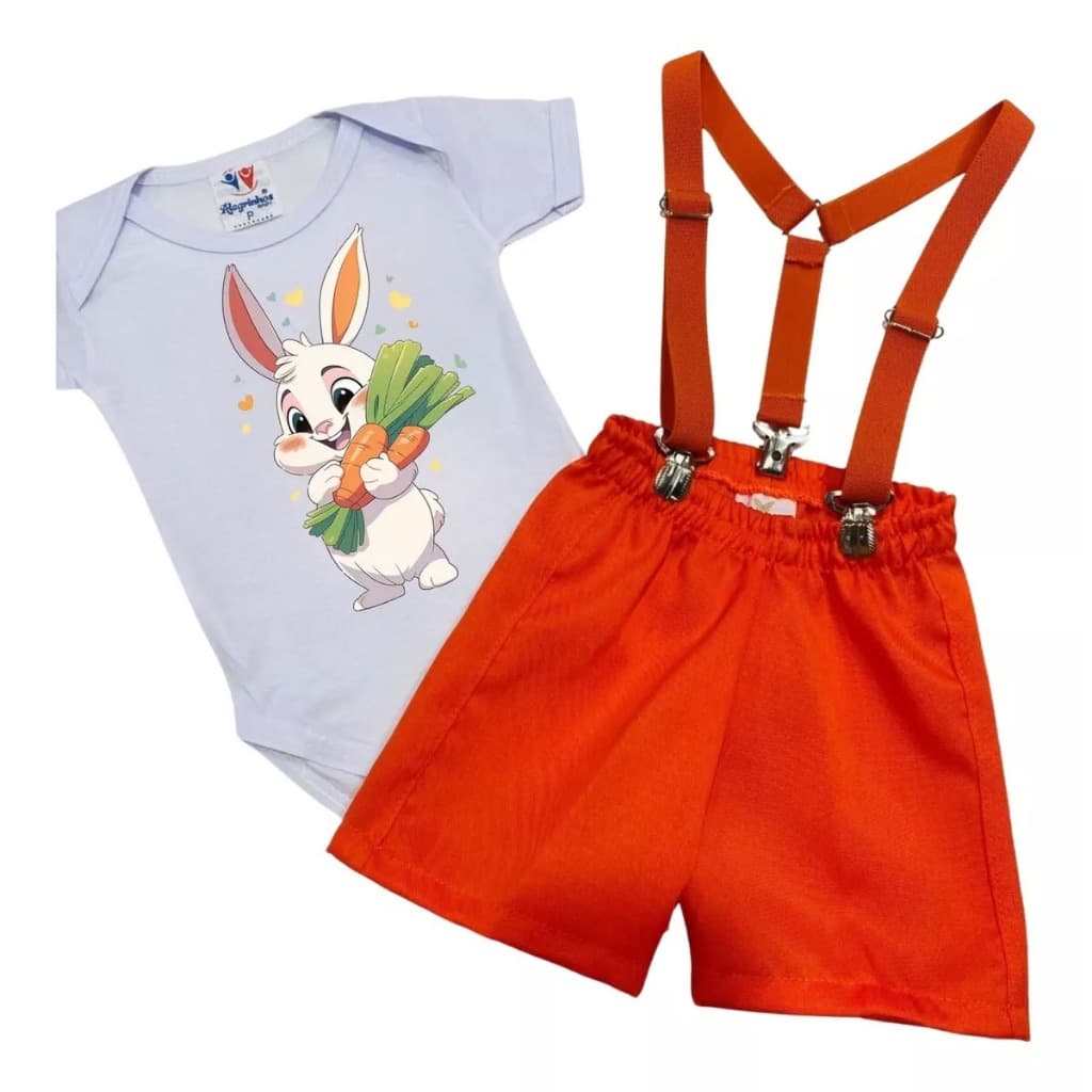 Fantasia Coelhinho Bebê Menino Conjunto Infantil Coelho Páscoa Mesversário Temático Ensaio Fotos 3 Peças P Ao 3