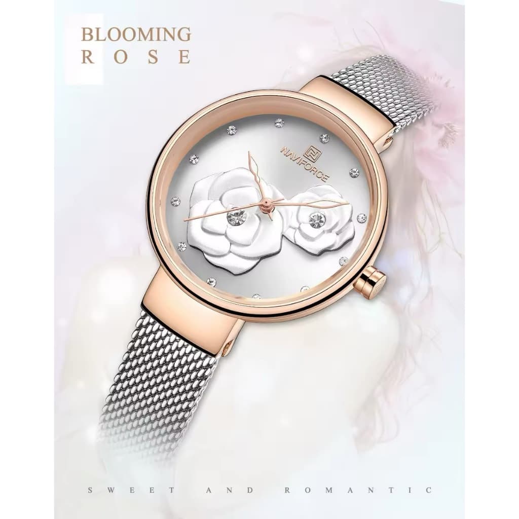 Relógio Feminino Naviforce 8013 Analógico Aço Inoxidável Elegante 30M - Original e com Garantia