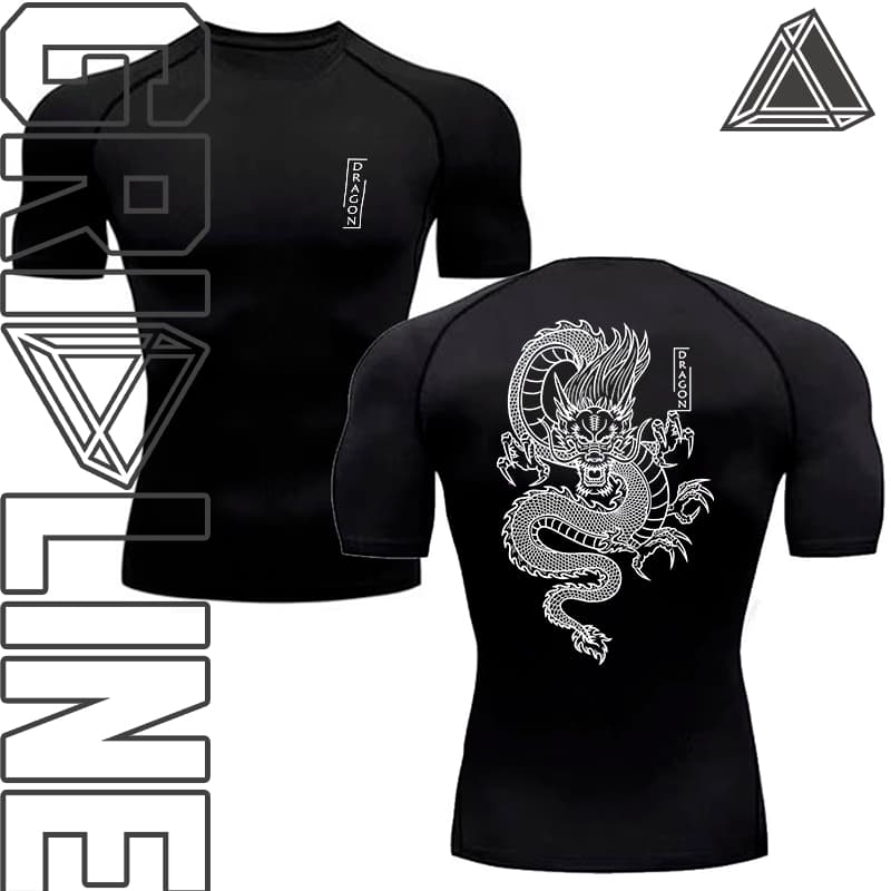 Camiseta Compressão Treino Academia Crossfit Estilo Dragão Street Arte Japan Dark