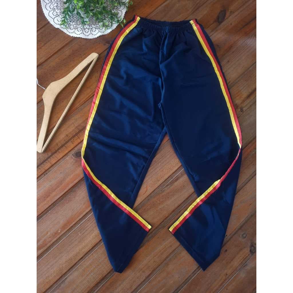 Calça tactel azul marinho com listras Sorocaba. Infantil, juvenil, adulto e plus size.