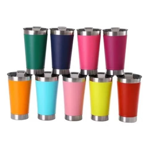 Kit com 2 copos térmico 473ml copo de Inox com tampa e abridor