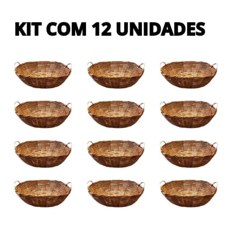 Kit cestas de bambu galeto oval para pao duas alças fruteira decoração de mesa enfeite cozinha
