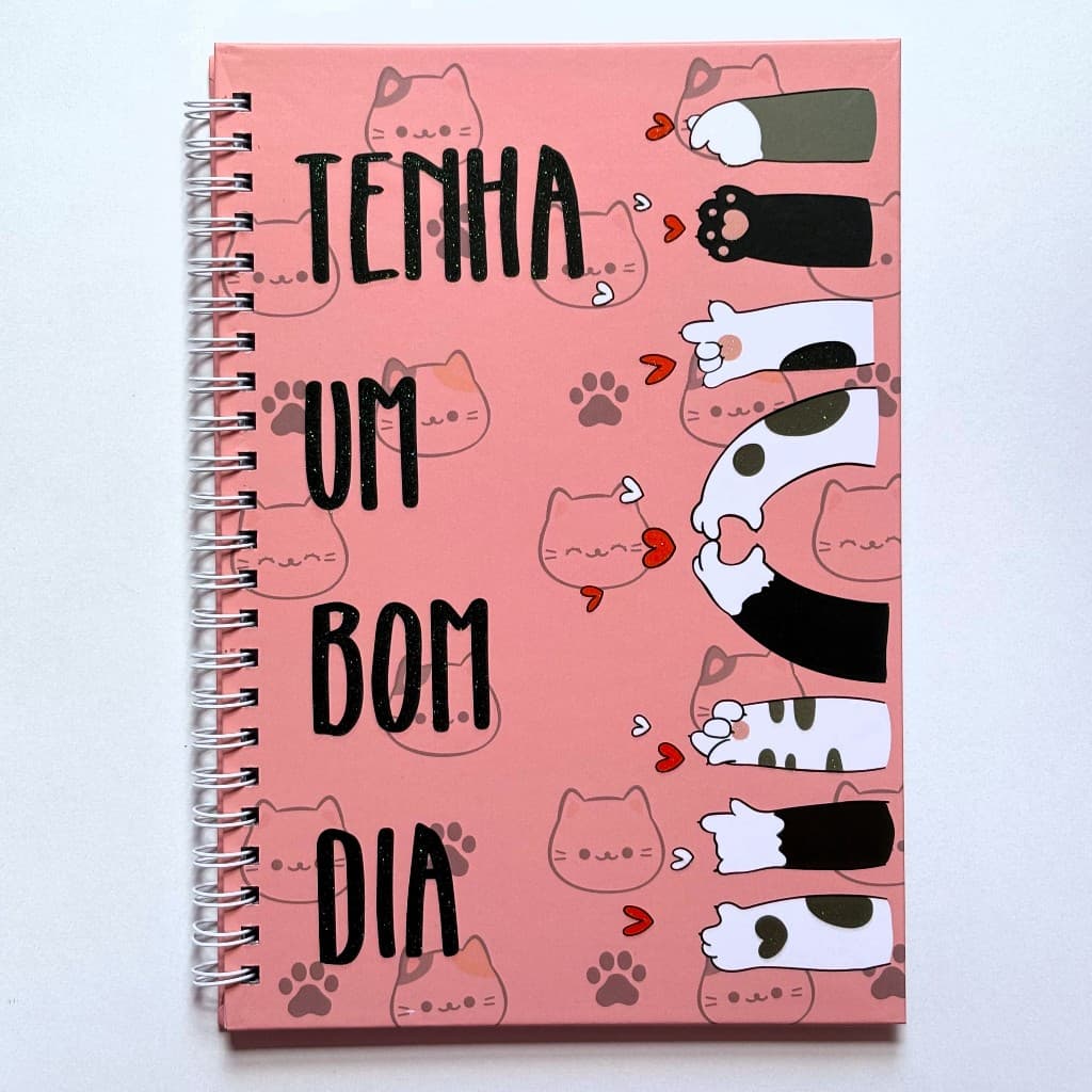 Caderno de Anotações Patinhas de Gato - Papelaria Fofa