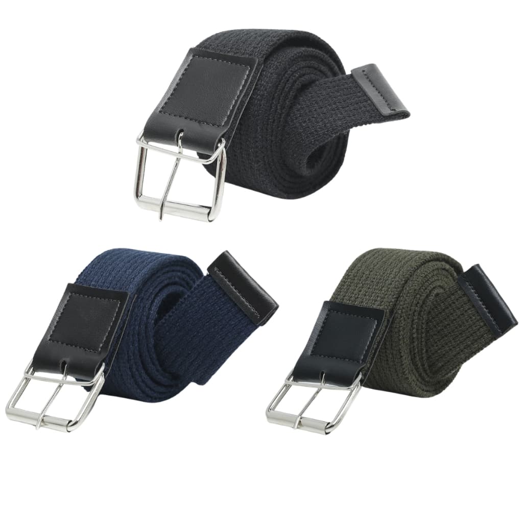 Kit Com 3 Cinto Masculino De Lona Tecido Largo Gorgorão Fivela Rolete Alta Qualidade