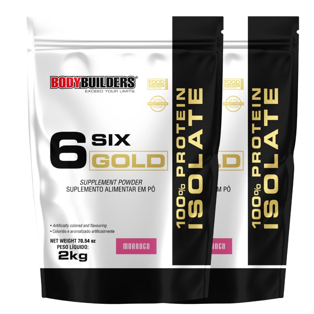 Kit 2x Whey Protein Six Gold 2 Kg 100% Protein Isolate
