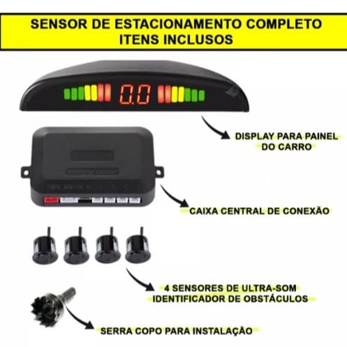 kit sensor de estacionamento 4 pontos 20mm