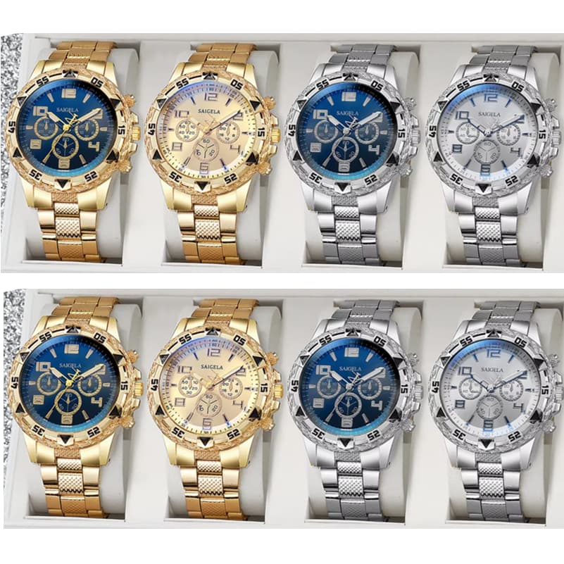 [BR] Relógio Quartzo Masculino Aço Inoxidável Calendário 45mm Redondo Lançamento Top Estiloso Promo