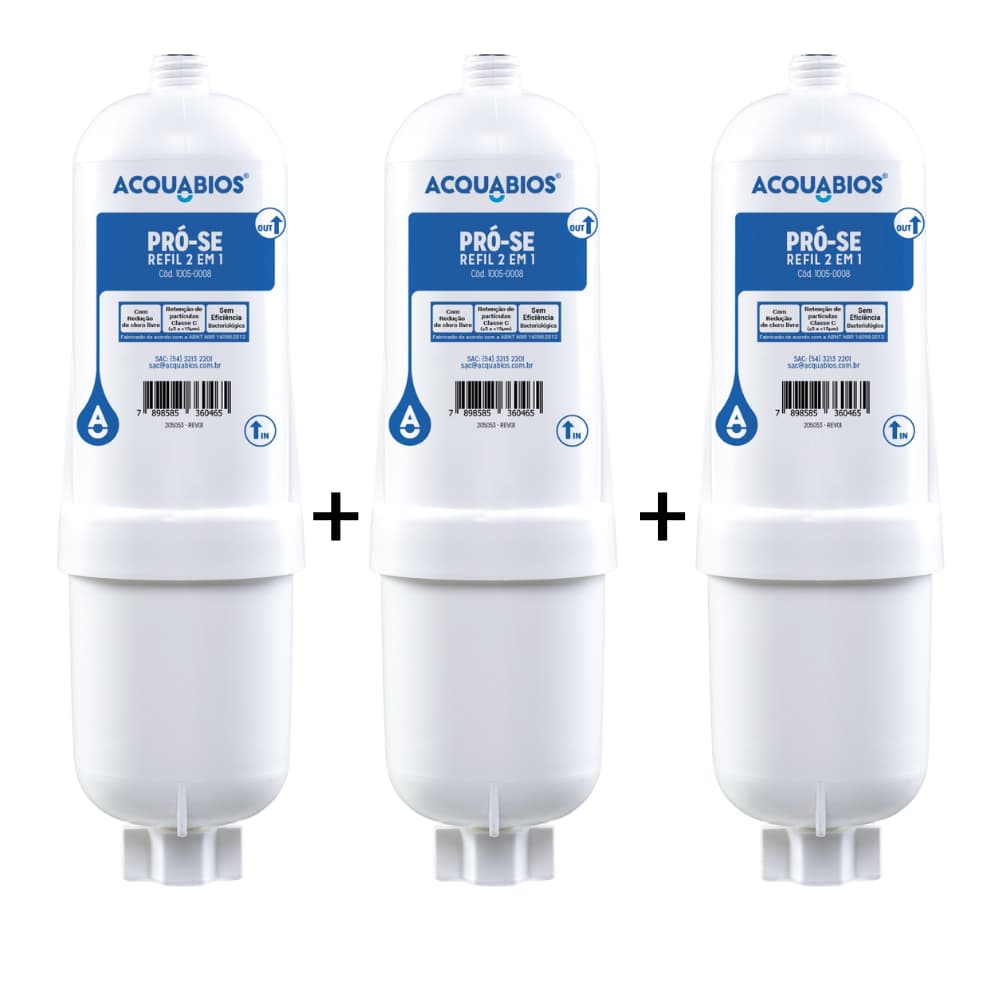 Kit 3 Filtros Refil Purificador De Agua Soft Everest Cor Compativel Soft Plus, star, slim, fit e baby