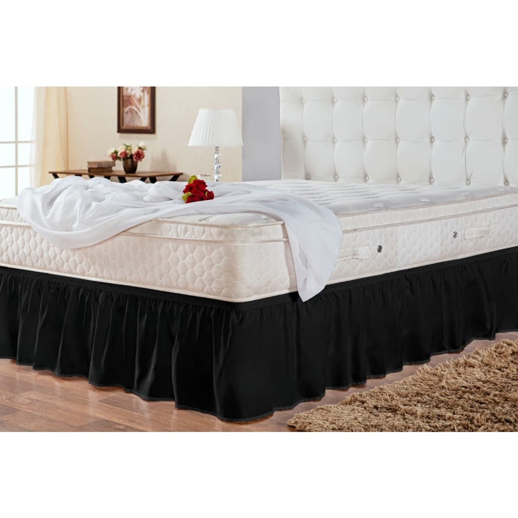 saia para cama box colchão box queen size preta