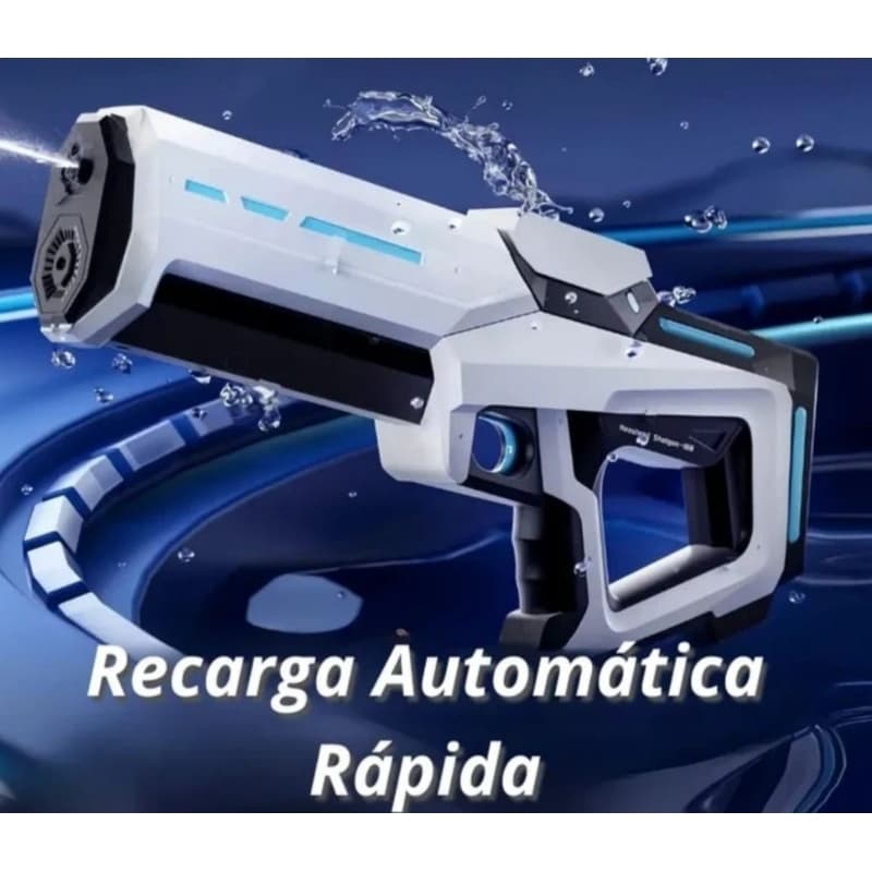 Metralhadora água elétrica brinquedo potente 10 metros com sucção