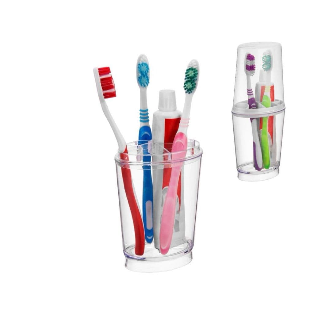 Porta Escova de Dente e Creme Dental com Tampa Para Banheiro Cores Vivas