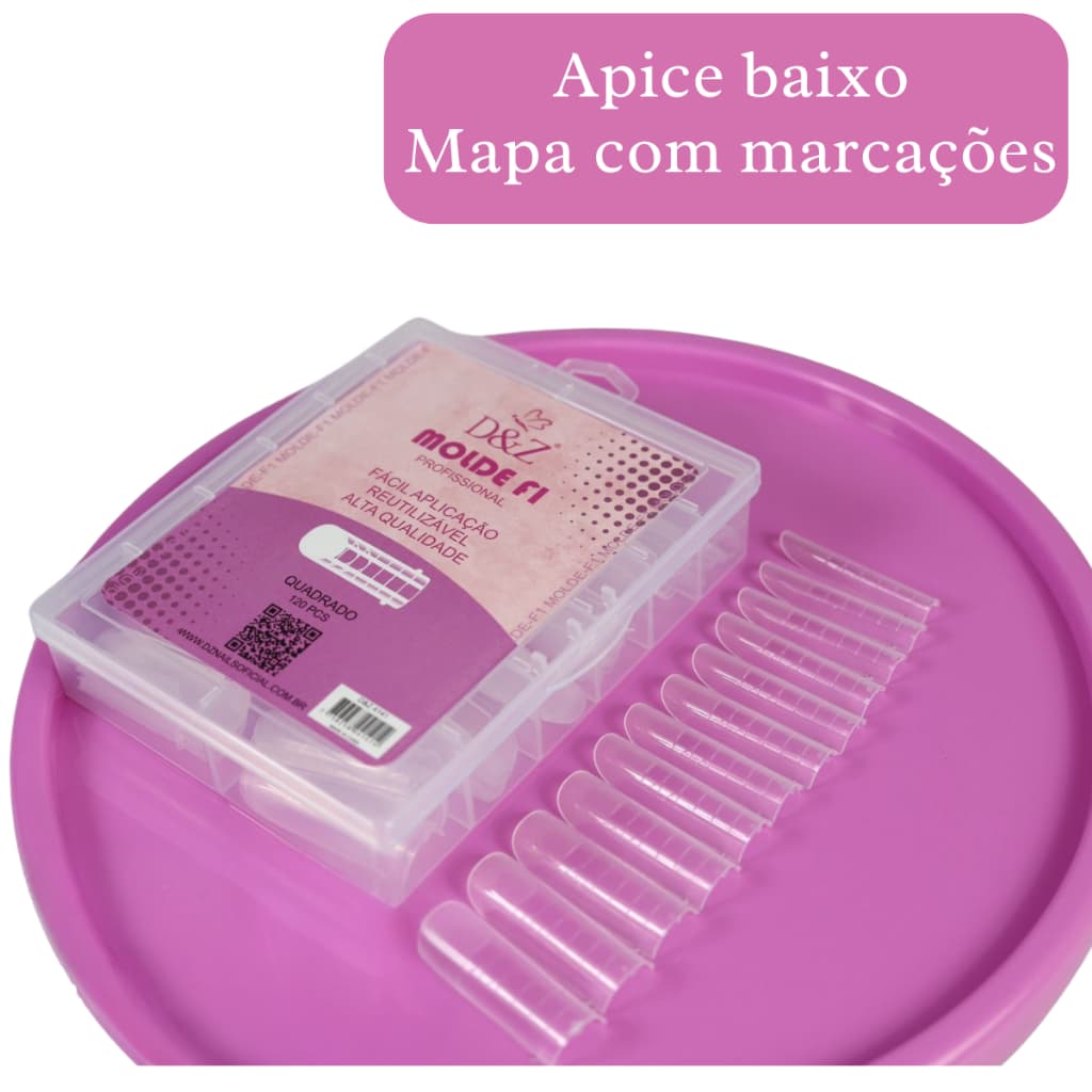 Molde F1 Profissional Reutilizável 120pcs - D&Z DZ Modelo Quadrado Premium Para Alongamento de unha Poligel Polygel