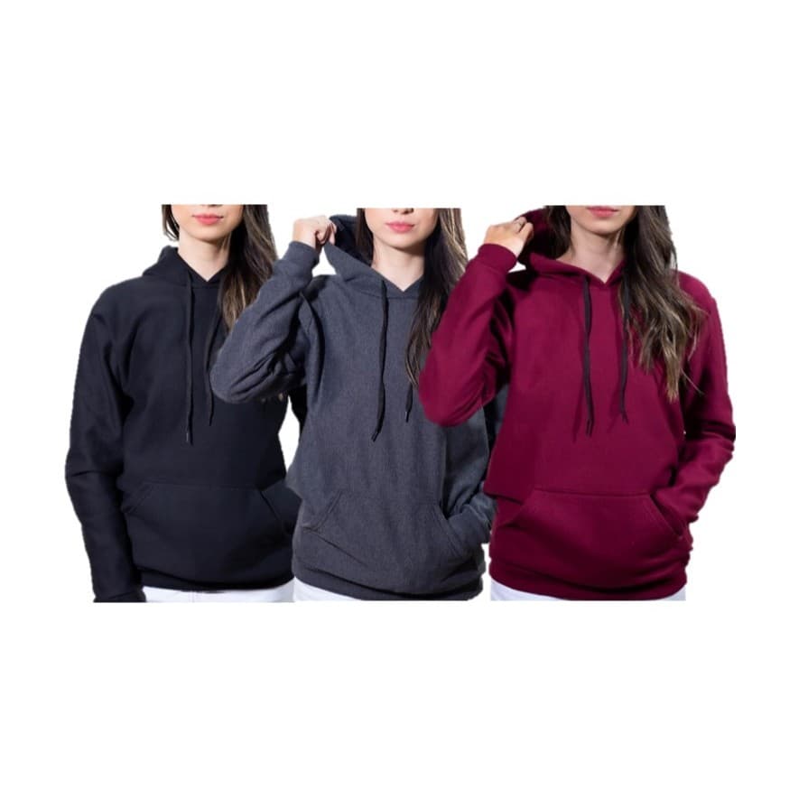 Kit 3 Moletom Canguru Com Bolso e Capuz Masculino e Feminino Liso Sem Estampa Flanelado