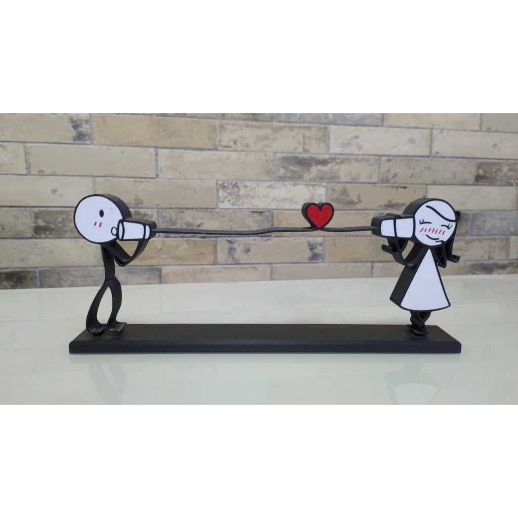 Casal Stick Telefone sem Fio - Decoração dia dos Namorados - Impressão 3D