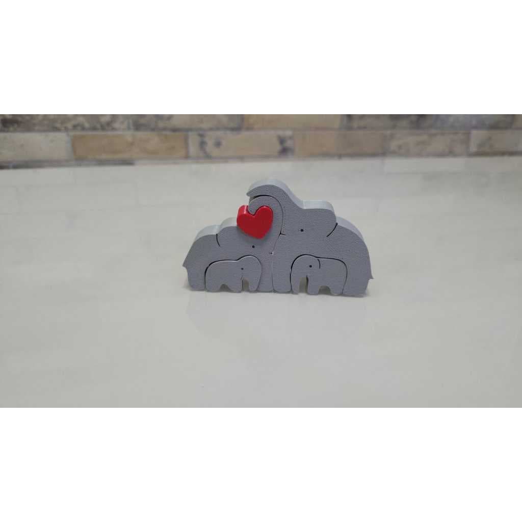 Familía Elefante - Pai, Mãe e 2 Filhotes - Decoração Impressão 3D