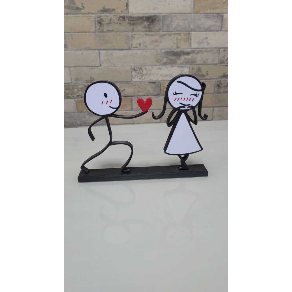 Casal Stick Apaixonado - Decoração dia dos Namorados - Impressão 3D