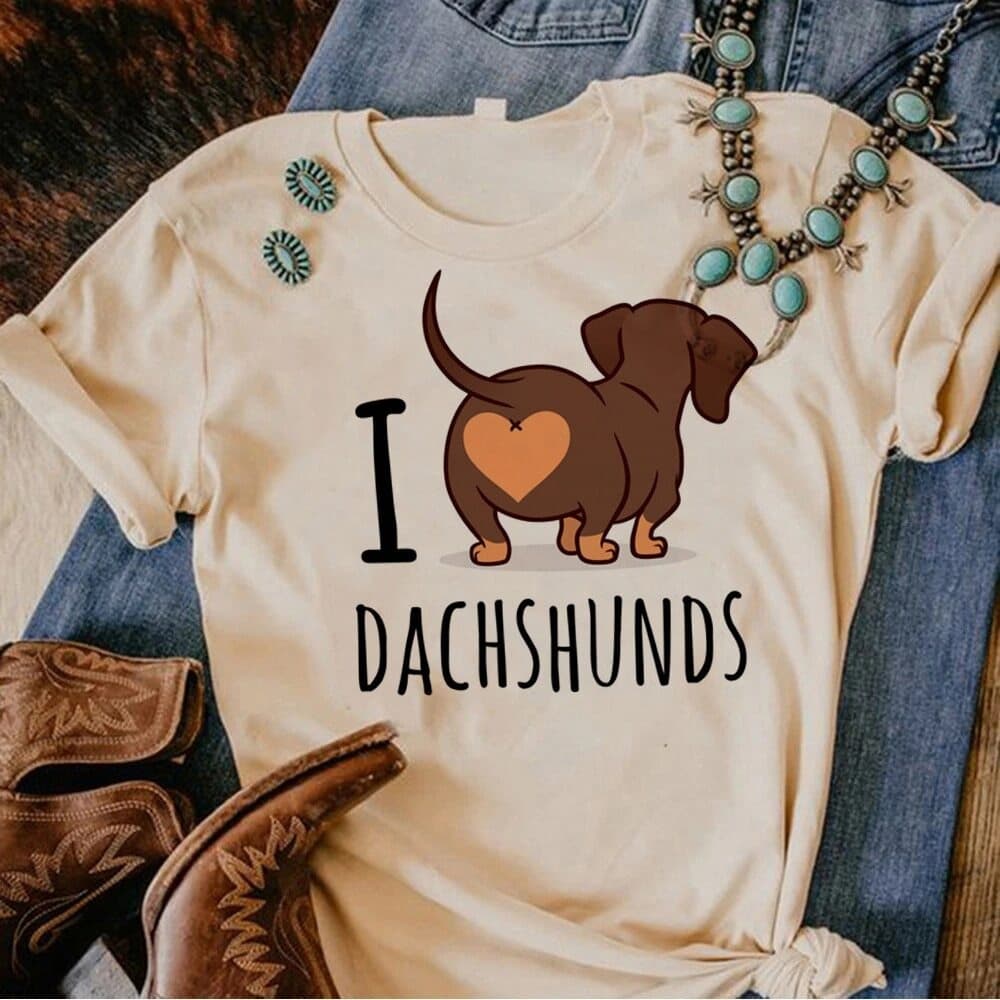 Camiseta Básica Unissex I Love Dachshunds Cute Dog Dog