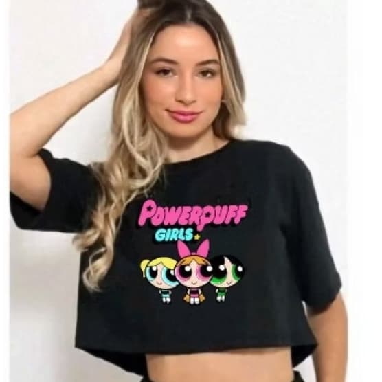 Cropped Meninas super poderosas feminino infantil e juvenil camiseta personagem