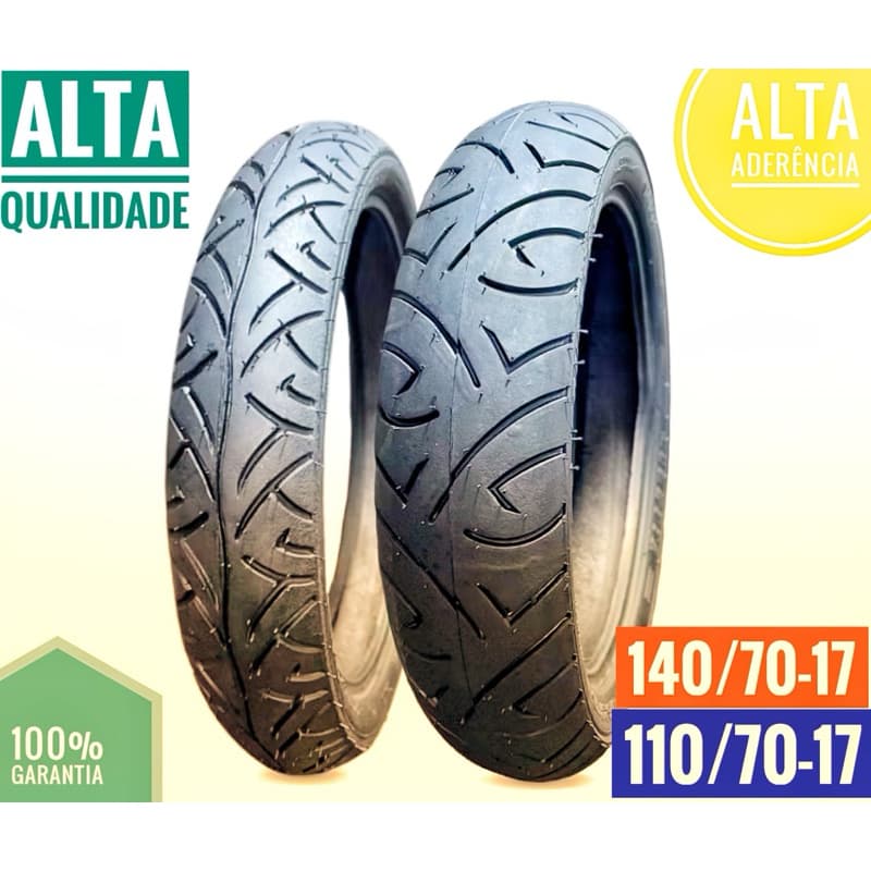 Par Pneu 140/70-17.+.110/70-17 Fazer CB300 Twister Dianteiro + Traseiro Pneus Alta Qualidade Moto .