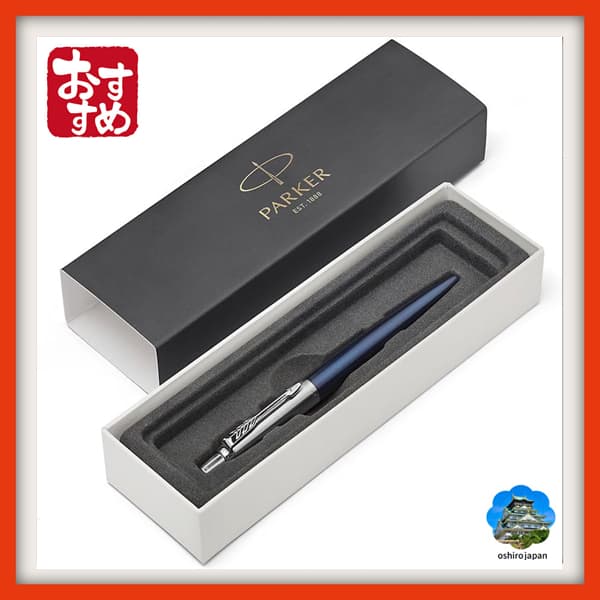 【Direto do Japão】Caneta esferográfica PARKER Jotter Blue CT, ponta média, à base de óleo, vem em uma caixa de presente,