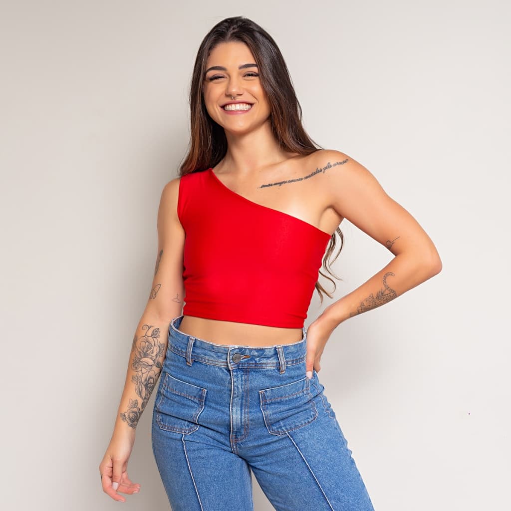 Cropped Feminino Coladinho Ombro Só Moda Fashion Casual