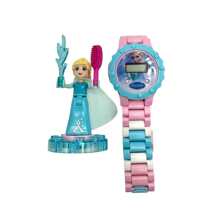 Relogio de Brinquedo Elsa Frozen RL05 Lego Colecionavel Montavel + Acessorios