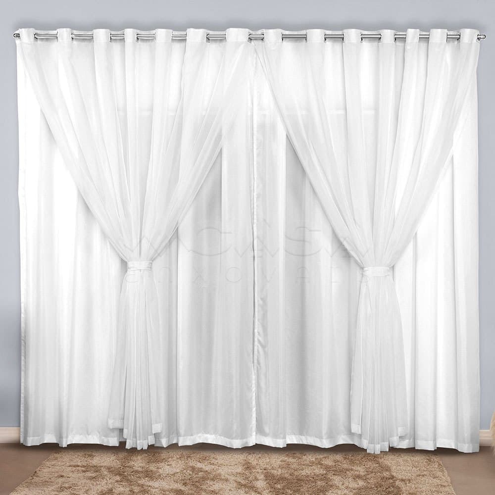 Cortina Microfibra com Voil - 3,00 x 2,70 metros grande semi blackout Decoração para Quarto e Sala