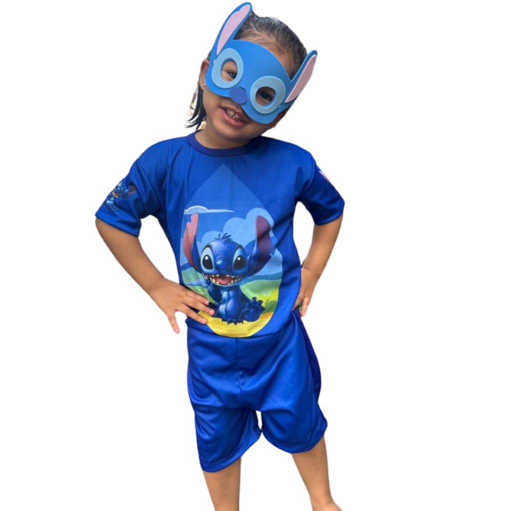 Fantasia Infantil Stitch Macacão Confortável Com Máscara Para Meninas