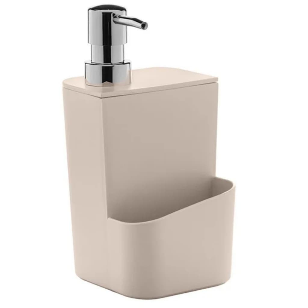Dispenser Porta Detergente Pia Bancada Cozinha Suporte Para Bucha Buchinha 650ml Bege Trium OU