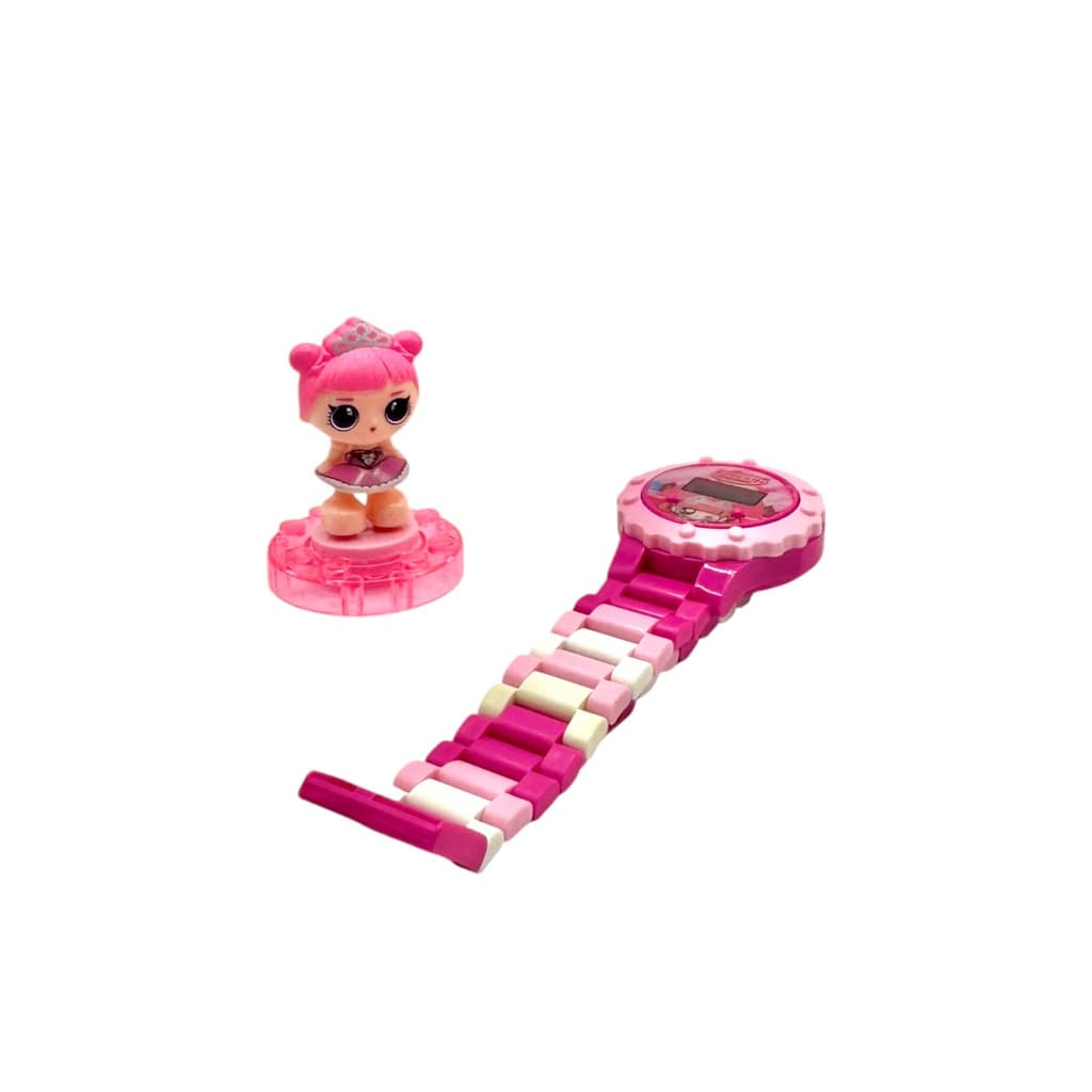 Relogio Montável LOL RL04 Bonequinha Lego Desmontável Rosa Brinquedo + Acessórios
