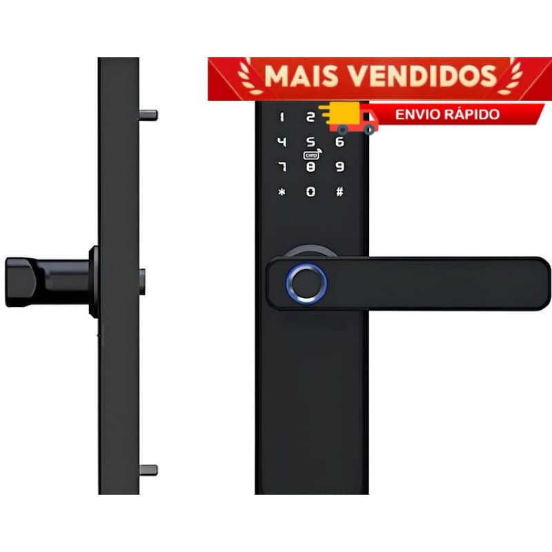 Fechadura Eletrônica Digital Com Biometria Bluetooth Chave Senha Cartao