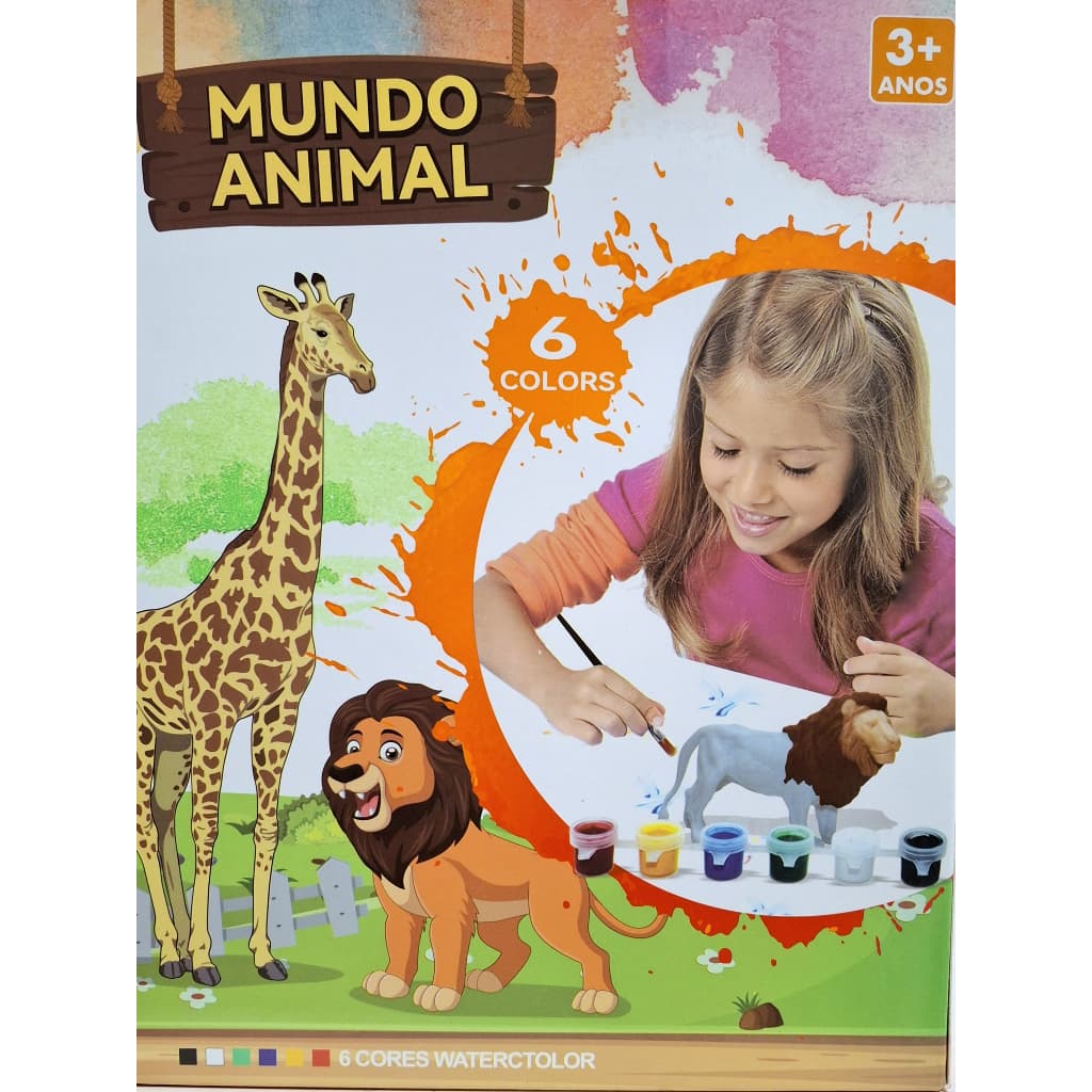 Kit Pintura Aquarela com Miniaturas de Animais