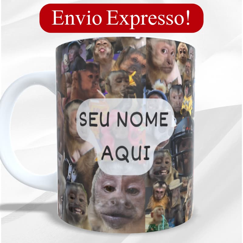 🐵🔥 Caneca Meme Macaco Zueiro com Seu Nome | Personalizada, presente com Envio Expresso! 🚀 vhs
